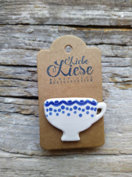 Keramik-Brosche Teetasse