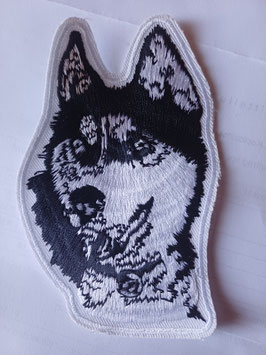 Aufnäher Huskykopf schwarz