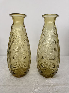 Grand vase jaune motif "Feuille" - années 40