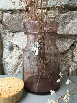 Bocal en verre rose bullé soufflé bouche