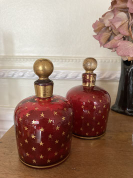 Paire de flacons de parfum cristal rouge et or - Napoleon III