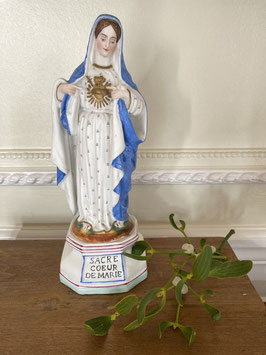 Vierge "Sacré cœur de Marie" biscuit de porcelaine XIXeme