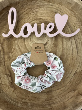 Scrunchie Haargummi Accessoires Kinder & Erwachsene " Rosen rosa/grün " Unisize
