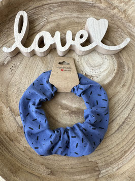 Scrunchie Haargummi Jersey " blau schwarze Striche" unisize