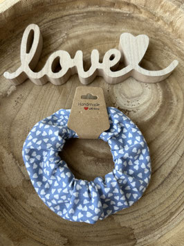 Scrunchie Haargummi Jersey "Herzen blau" unisize