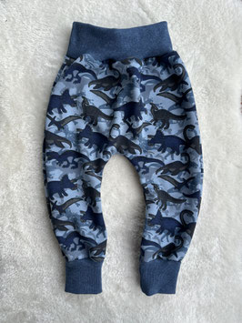 Winter Pumphose Baggy Pants Alpenfleece gefüttert " Dinosaurier auf blau " Gr. 56-122