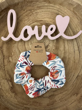 Scrunchie Haargummi Accessoires Kinder & Erwachsene " Aqua Blumen" unisize