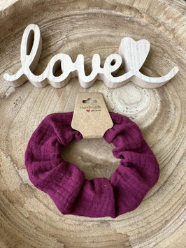 Musselin Scrunchie Haargummi Baumwolle "uni bordeaux" unisize