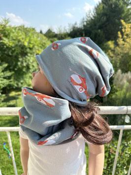 Winter Beanie Mütze Loopschal gefüttert " Hubschrauber " KU 42-58