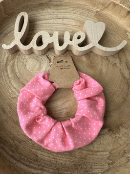 Scrunchie Haargummi Jersey " rosa Punkte " unisize