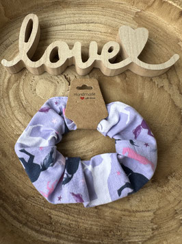 Scrunchie Haargummi Jersey " Pferde lila " unisize