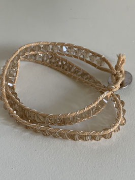 Wickelarmband mit Glaskristallsteinen in beige