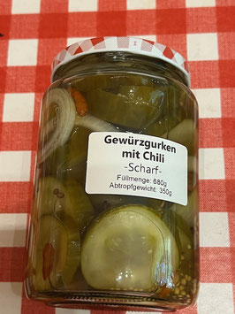Einlege Gurkenscheiben mit Dill                680g                     scharf----E10a