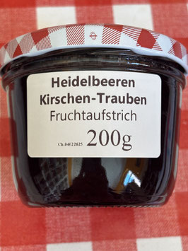 Heidelbeeren-Kirschen-Trauben Fruchtaufstrich 200g--F142