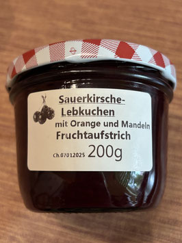 Sauerkirsche-Lebkuchen mit Orange und Mandeln Fruchtaufstrich 200g --  F141