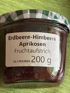 Erdbeeren-Himbeeren-Aprikosen Fruchtaufstrich  200g F72