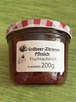 Zitrone-Erdbeere-Pfirsich Fruchtaufstrich 200g--F26