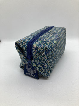 Cosmetic case RAKU Asanoha Petrol blue