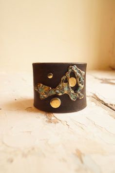 Bracelet leather and bronze, one of a kind!