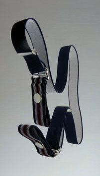Ceinture sans boucle  "Martinique" élastine striée en bleu marine et bandes en bleu, blanc, rouge