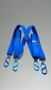 Bretelles en bleu "Azur" avec 4 mousquetons et 4 ajusteurs