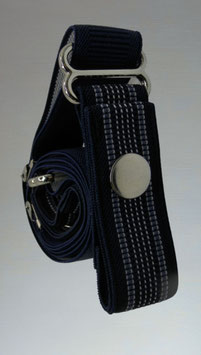 Ceinture sans boucle  "Frégate" élastine striée en bleu marine et bandes bleues