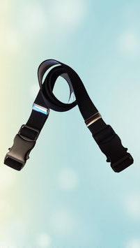 Ceinture deux boucles "Moorea" élastine striée en noir, largeur 2,5 cm