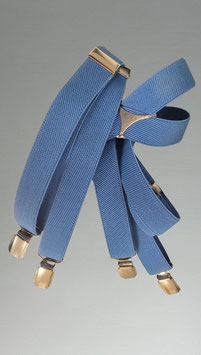 Bretelles  "Azur" en bleu  avec 4 pinces, hauteur 130 cm & largeur 2,5 cm