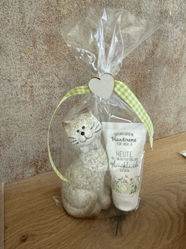 Geschenkset bestehend Katze und Handcrème "Heute ist ein Tag, um glücklich zu sein"