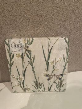 Serviette creme mit Frühlingsblumen