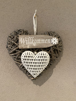 Türgesteck Herz taube mit Herz weiss Gitter