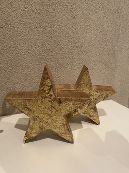 Holzstern stehend gold