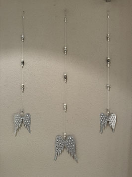 Engelflügelhänger silber klein mit Glitzer