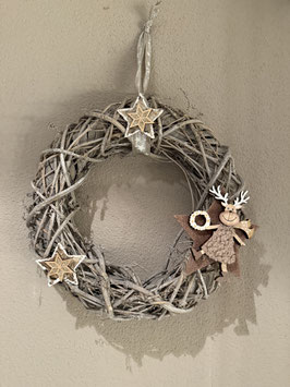 Adventskranz mit Elch braun klein