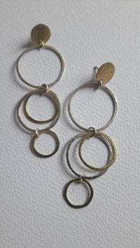 "GRANNY RAVEN" silver and brass wire earrings / Silber Und Messing Draht Ohrringe