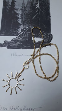 "Miss Biscuit" necklace, brass, mixed beads / Halskette Messing, diverse Perlen
