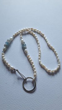 "Boris" necklace, silver, mixed beads, freshwater pearl / Halskette,Silber, diverse Perlen