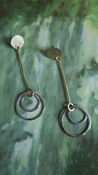 "FANFARONE" silver and brass wire earrings / Silber und Messing Draht Ohrringe