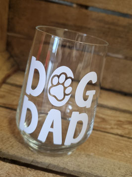 Glas Dog Dad weiß
