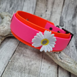 Halsband Biothane Double orange/pink Flower