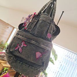Jeansrucksack / Tasche pink-violett