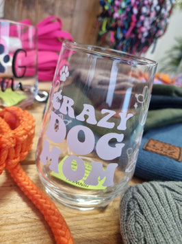 Glas crazy dog mom weiß