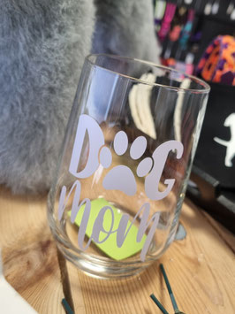 Glas Dog Mom weiß