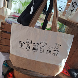 Tasche creme/braun - Hundies schwarz