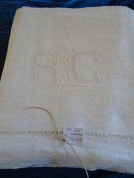 Leinen-Laken mit Monogramm "RC" (14D)