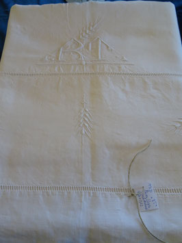 Leinen-Laken mit Monogramm "RT" und Korn/Ähren (73D)