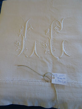 Leinen-Laken aus sehr dickem Leinen und Monogramm "LC" (71D)