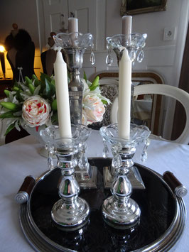 Kristall-Glas-"Teller" mit Kristall-Tropfen für Kerzenhalter (L)