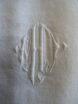 Große Leinendamast-Serviette mit Monogramm "MD" (33S)