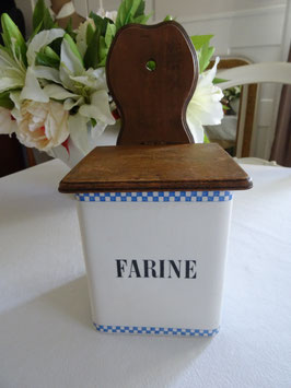 Mehlbehältnis - FARINE zum Aufhängen mit Holzdeckel von Sarreguemines & Digoin